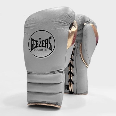 Rękawice bokserskie GEEZERS Halo Lace - wiązane  light grey gold.jpg