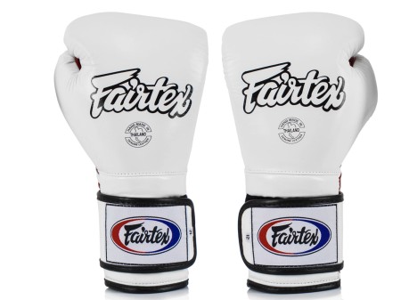 Fairtex Rękawice bokserskie BGV9 - white/red palm/black piping "Mexican Style"