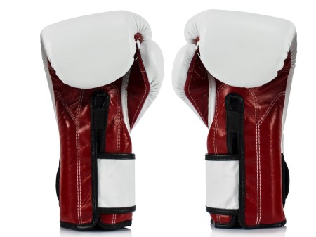 Fairtex Rękawice bokserskie BGV9 - white/red palm/black piping "Mexican Style"