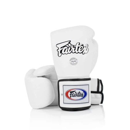 Fairtex Rękawice bokserskie BGV5 - white/black piping "Super Sparring"