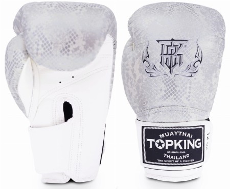 Top King Rękawice bokserskie TKBGSS-02WH_SV "SUPER STAR SNAKE" (white/silver)