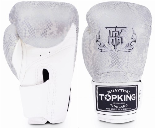Top King Rękawice bokserskie TKBGSS-02WH_SV "SUPER STAR SNAKE" (white/silver)