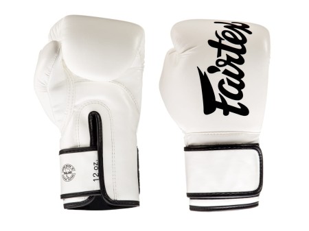 Fairtex Rękawice bokserskie BGV14 (white/black piping) "Microfiber"