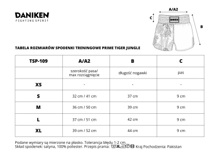 Daniken Spodenki treningowe Muay Thai/Kickboxing Prime Tiger Jungle