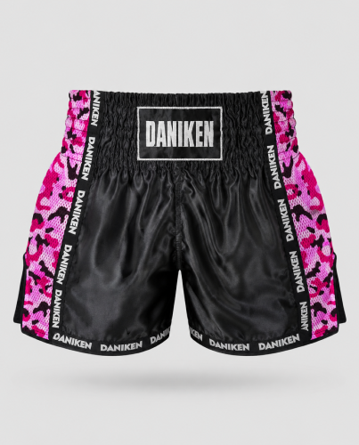 spodenki Muay Thai czarno-różowe Daniken Camo Special