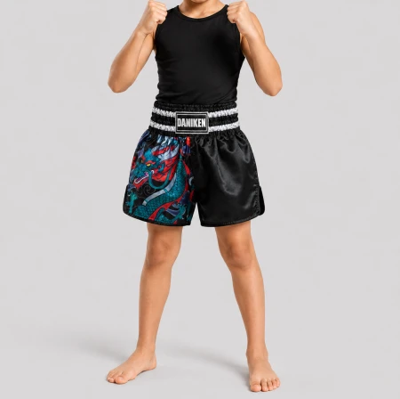 Daniken Spodenki treningowe muay thai - PRIME DRAGON dla dzieci - czarne