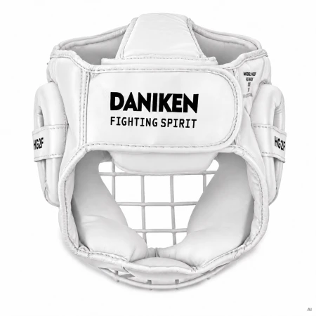 Daniken kask z kratą metalową FRONTER HG2K skóra - biały