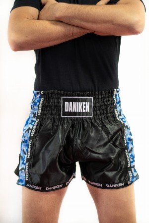 Daniken Spodenki treningowe Muay Thai/Kickboxing CAMO SPECIAL - TSS-41 niebieskie
