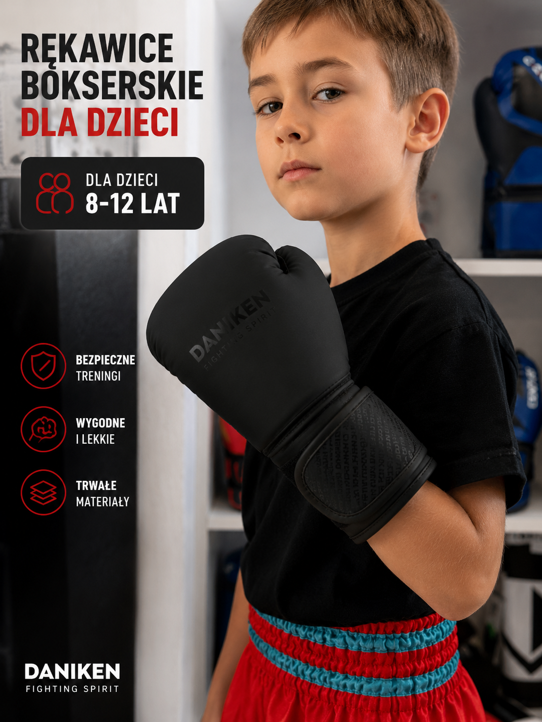 Daniken Rękawice bokserskie MONO - czarno/czarne dla dzieci