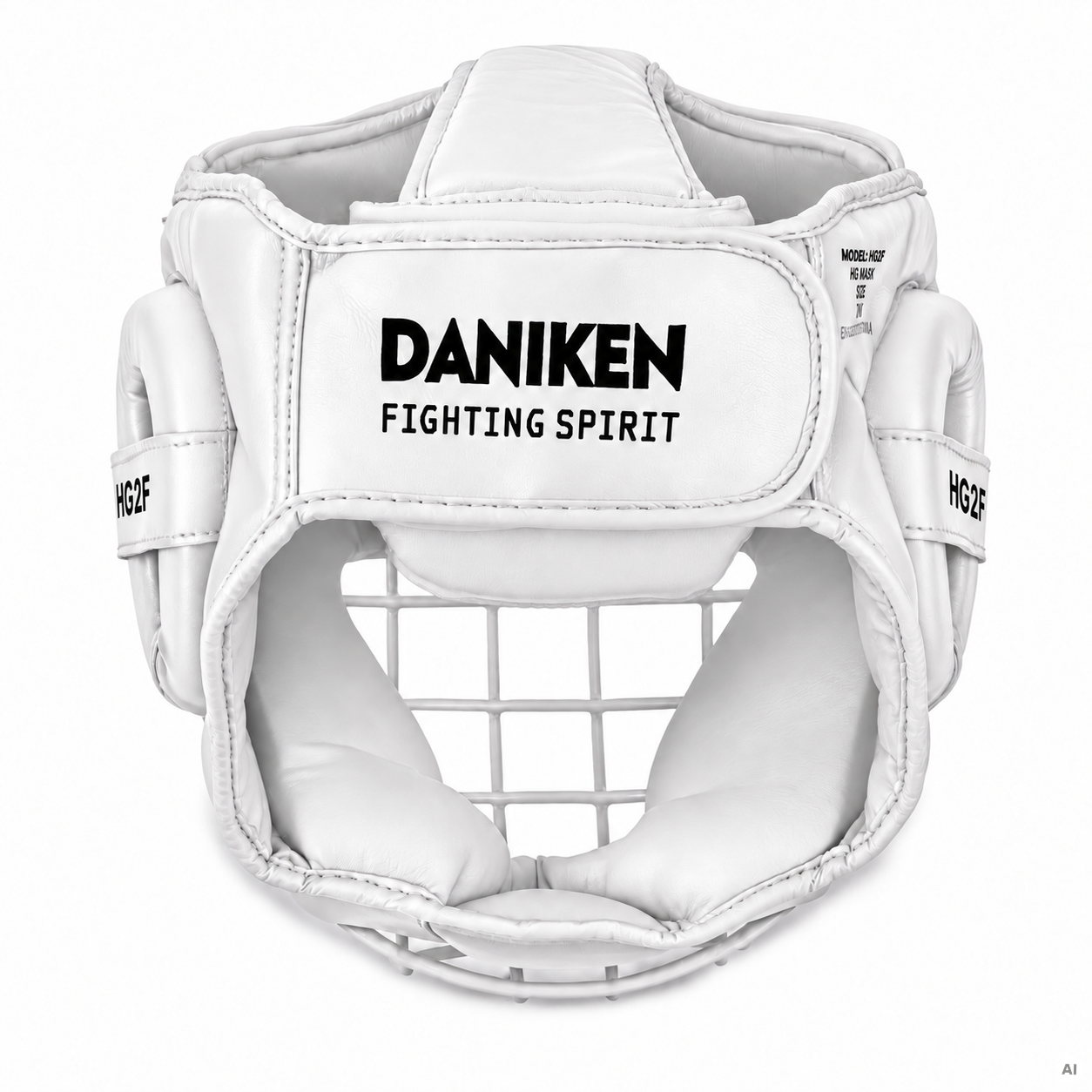 Daniken kask z kratą metalową FRONTER HG2K skóra - biały